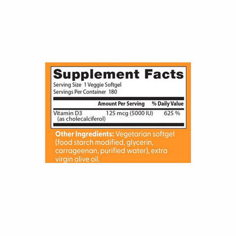 Doctors Best, Vitamin D3, 5000IU, 180 Veggie Softgels Doctors Best