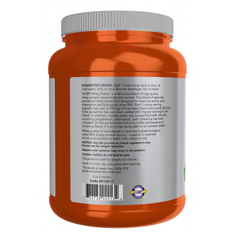 Now Foods, Whey Protein With Matcha Powder, 2 Lbs Now Foods
