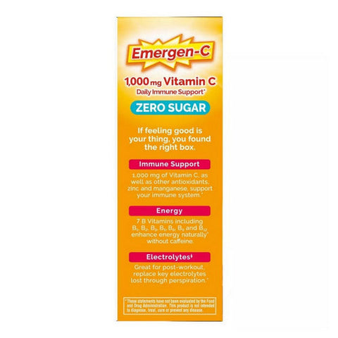 Emergen-C, Zero Sugar Daily Immune Support Raspberry Lemonade, 18 Packets Emergen-C