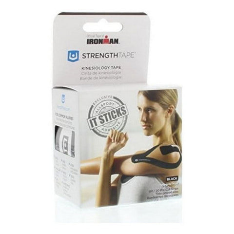 StrengthTape, Kinesiology Tape 5M Precut Roll Black, 1 Count StrengthTape