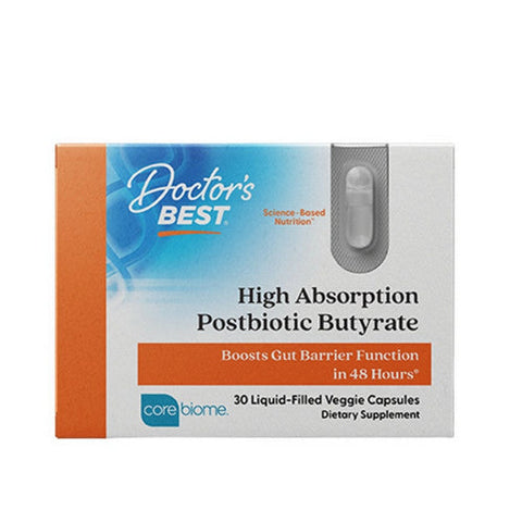 Doctors Best, High Absorption Postbiotic Butyrate, 300 Mg, 30 Liquid-Filled Veggie Capsules Doctors Best