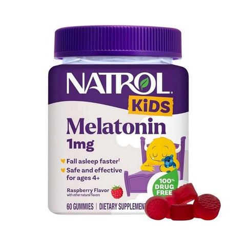 Natrol, Kids Melatonin Gummies Raspberry Flavor, 1 Mg, 60 Count Natrol