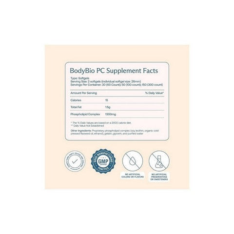 BodyBio, PC Liposomal Phospholipid Complex, 100 Softgels