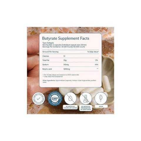 BodyBio, E-Lyte Sodium Butyrate, 100 Capsules