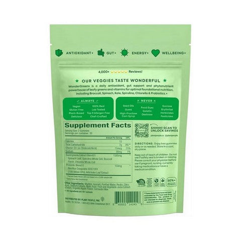 Plant People, WonderGreens Super Veggie Gummies Green Apple, 10 Count Plant People