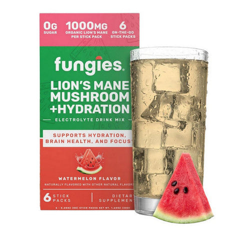Fungies, Lions Mane Mushroom + Hydration Drink Mix Watermelon, 6 Sticks Fungies
