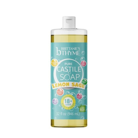 Pure Castile Liquid Soap Lemon Sage 32 Oz by Brittaine's Thyme