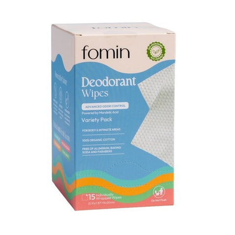 Fomin, AHA Deodorant Wipes Aluminum Free Variety, 15 Count Fomin