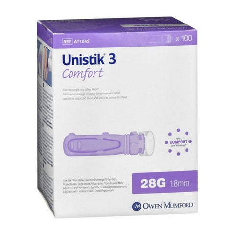 Owen Mumford, Unistik 3 Comfort Safety Lancet 28 G, 100 Count Owen Mumford
