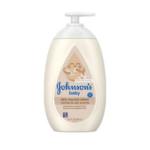 Johnson's, Baby Skin Nourish Moisturizing Body Lotion Vanilla And Oat Scents, 16.9 Oz Johnson's