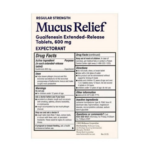 Foster And Thrive, Regular Strength Mucus Relief Guaifenesin Extended-Release, 600 Mg, 100 Tabs