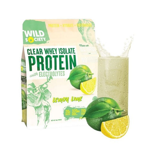 Clear Whey Isolate Protein With Electrolytes Lemon Lime 16 Oz by Wild Society Nutrition