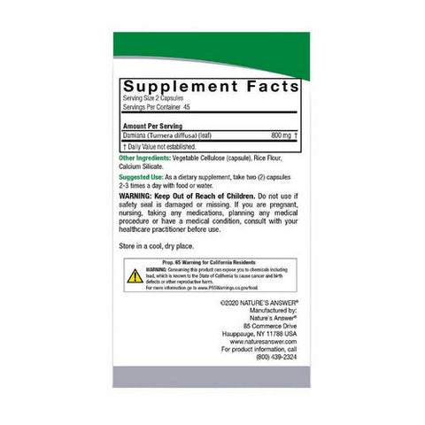 Nature's Answer, Damiana Leaves, 800 Mg, 90 Veg Caps Nature's Answer