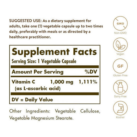 Solgar, Vitamin C, 1000 Mg, 250 Veg Caps Solgar
