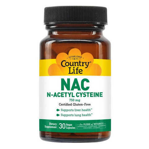 Country Life, NAC (N-Acetyl Cysteine), 750 MG, 30 Caps Country Life