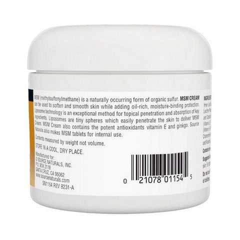 Source Naturals, MSM Joint Response Cream, 4 Oz Source Naturals