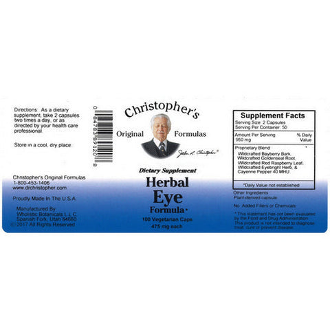 Dr. Christophers Formulas, Herbal Eyebright, 100 Vegicaps Dr. Christophers Formulas