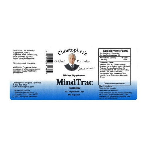 Dr. Christophers Formulas, Original Formulas Mindtrac Formula, 440 Mg, 100 Vegicaps Dr. Christophers Formulas