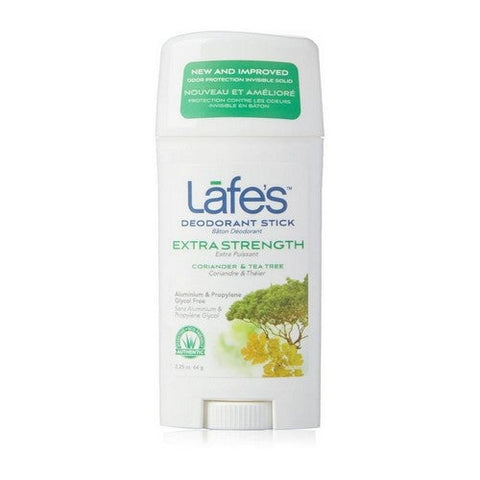 Lafes Natural Body Care, Extra Strength Deodorant Stick Coriander Plus Tea Tree, 2.5 Oz