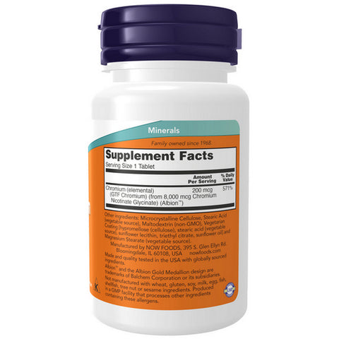Now Foods, GTF Chromium, 200 Mcg, 100 Tabs Now Foods