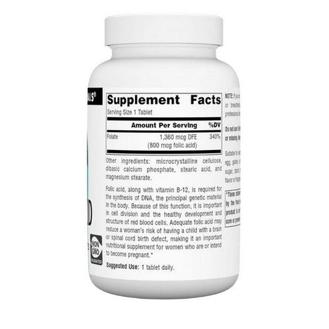 Source Naturals, Folic Acid, 800 mcg, 500 Tabs Source Naturals