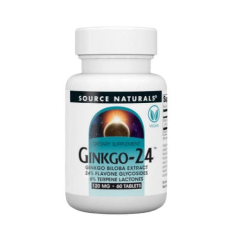 Source Naturals, Ginkgo-24 Biloba Extract, 120 MG, 60 Tabs