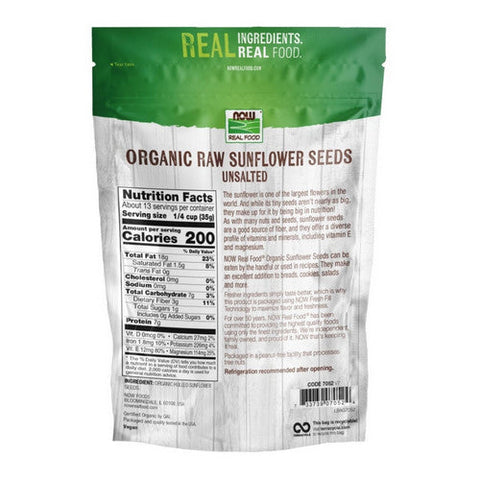 Now Foods, Organic Sunflower Seeds Raw & Unsalted, 16 oz.