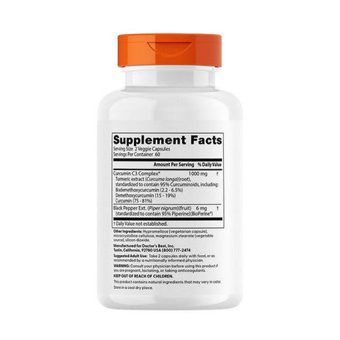 Doctors Best, High Absorption Curcumin, 120 Veggie Caps