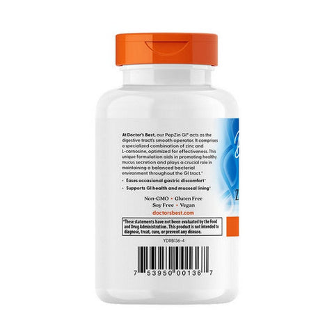 Doctors Best, PepZin GI Zinc-L-Carnosine Complex, 16 mg, 120 Veggie Caps Doctors Best