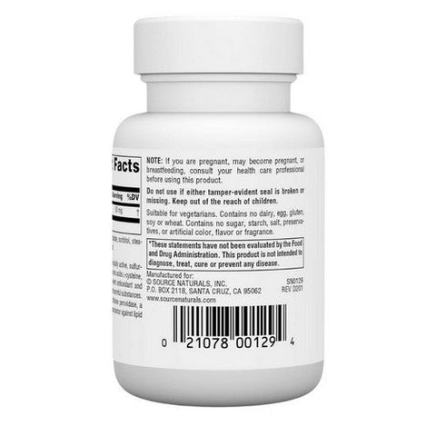 Source Naturals, Glutathione Reduced, 50 mg, 60 Tabs Source Naturals