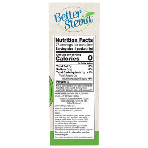 Now Foods, Organic Stevia Packets, 75 Packets Now Foods