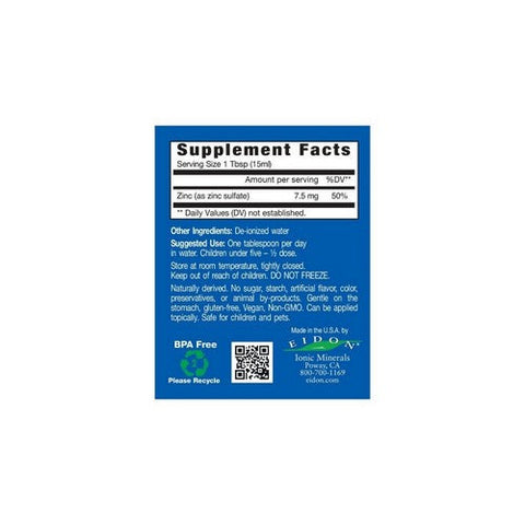 Eidon Ionic Minerals, Zinc, 18 oz Eidon Ionic Minerals