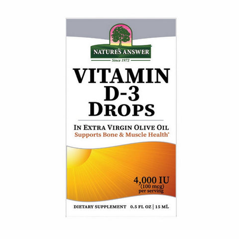 Nature's Answer, Vitamin D-3 Drops, 4000 IU, 0.5 Oz Nature's Answer