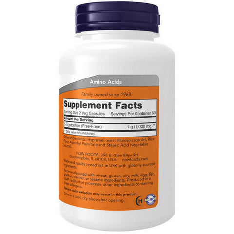 Now Foods, L-Tryptophan, 500 mg, 120 Vcaps Now Foods