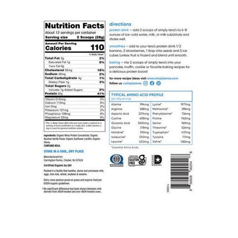 Tera's Whey, Organic Whey Protein Bourbon Vanilla, 12 Oz Tera's Whey