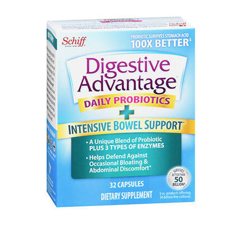 Schiff, Digestive Advantage Daily Probiotics Plus Intensive Bowel Support, 32 Caps Schiff