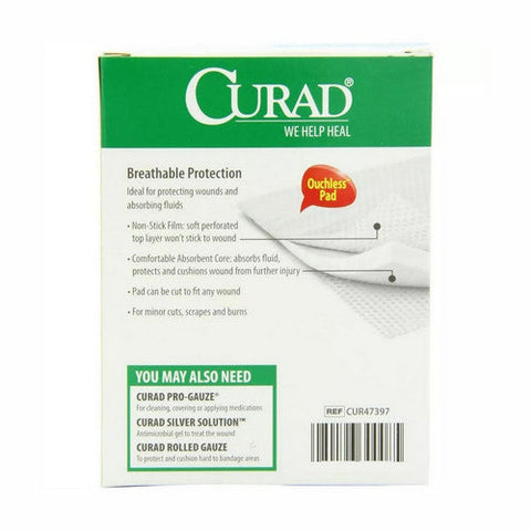 Medline, Curad Non Stick Pads With Adhesive Tabs, ouchless of size: 3 X 4 inch, 10 Each Curad