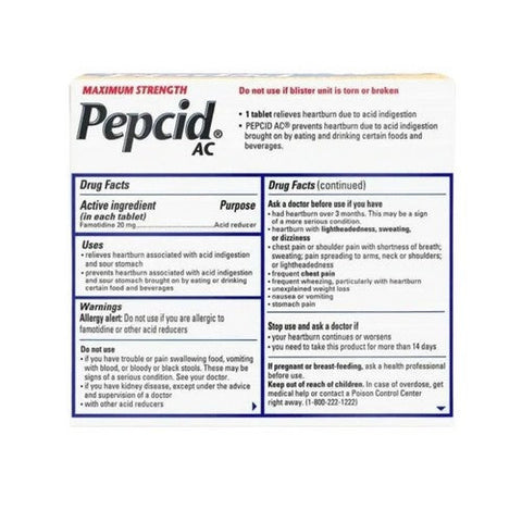 Pepcid, Ac Famotidine Acid Reducer Tablets Maximum Strength, 20 Mg, 8 Tabs Pepcid