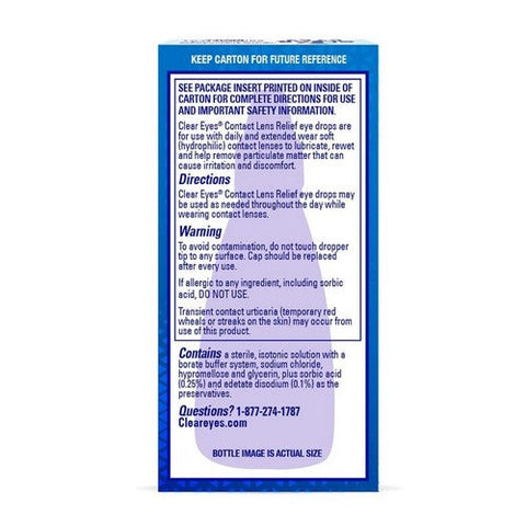 Clear Eyes, Complete For Contact Lens Relief Lubricant Eye Drops, 0.5 Oz