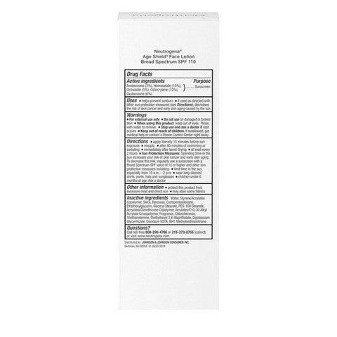 Neutrogena, Age Shield Face Sunblock Lotion Spf 110, 3 oz Neutrogena