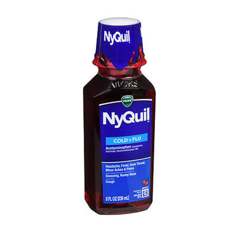 Vicks, Cold Flu Nighttime Relief Liquid Cherry, 8 Oz